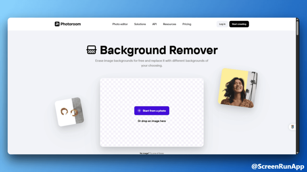 Remove background with photoroom